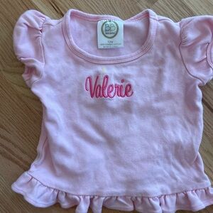 Valerie monogrammed Pink Ruffle Shirt